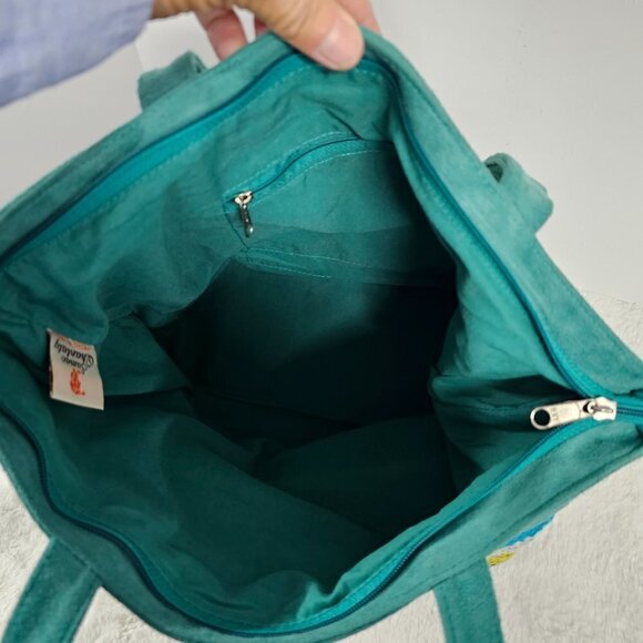 Sumac Qhantaty Green Serape Tapestry Faux Suede Boho Southwestern Tote - Picture 11 of 15